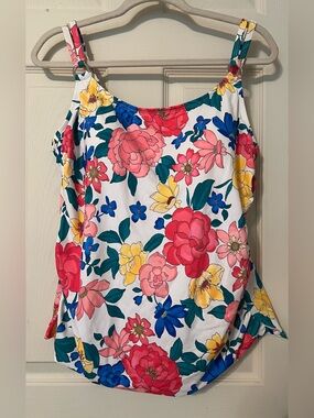 Liz Claiborne Floral Print Swim Tank Top